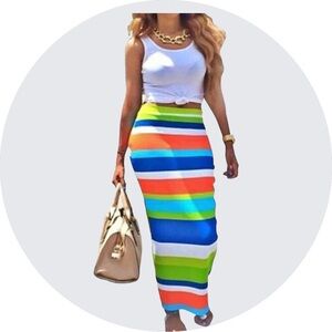 ☀️⛵️Leezeshaw® Womens Crop Top Midi Skirt Outfit Two Piece Bodycon Maxi Dress🐚🐠